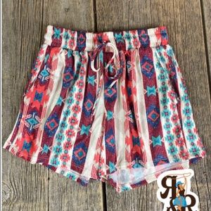Coral Aztec shorts